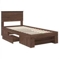 vidaXL Gultas rāmis Brūns ozols 90 x 200 cm Inženierijas koks