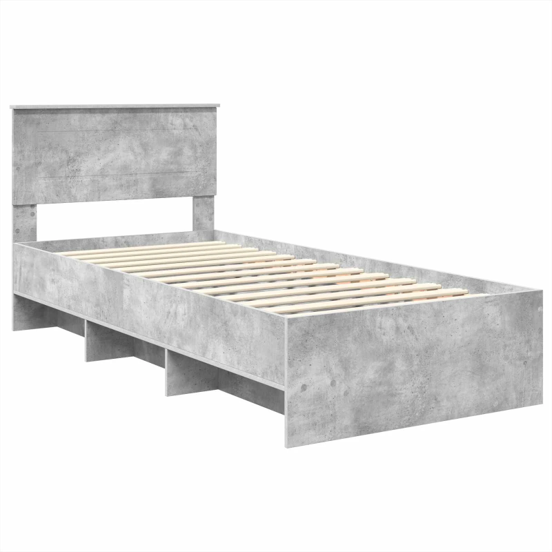 vidaXL Gultas rāmis Betona pelēks 120 x 123 cm Inženierijas koks