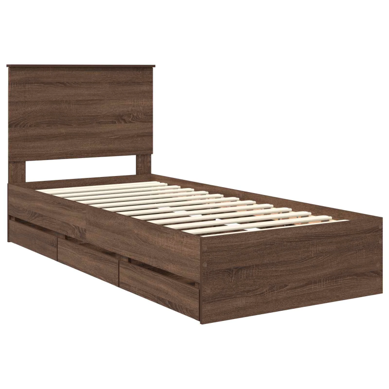 vidaXL Gultas rāmis Brūns ozols 100 x 200 cm Inženieru koks