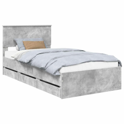 vidaXL Gultas rāmis Betona pelēks 100 x 200 cm Inženieru koks