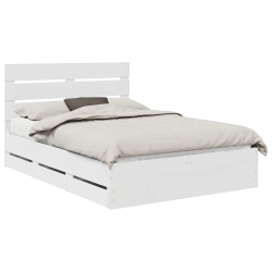 vidaXL Gultas rāmis ar atvilktni Balts 150 x 200 cm Inženieru koks
