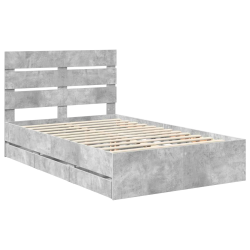 vidaXL Gultas rāmis Betona pelēks 120 x 200 cm Inženieru koks