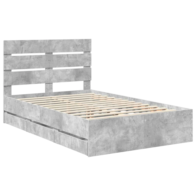 vidaXL Gultas rāmis Betona pelēks 120 x 200 cm Inženieru koks