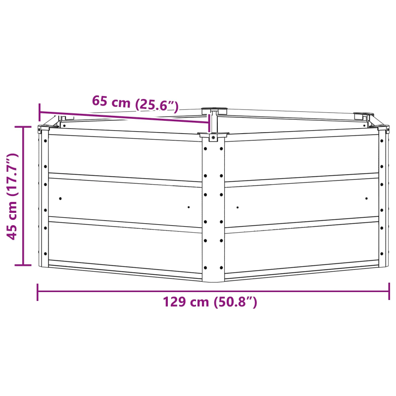 vidaXL Puķu kaste Pasteļzaļa 129 x 129 x 45 cm Tērauds