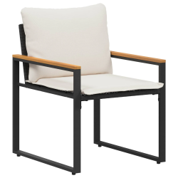 vidaXL Mēbeļu komplekti 3 pcs Melns un krēmkrāsas balts Rotangpalma