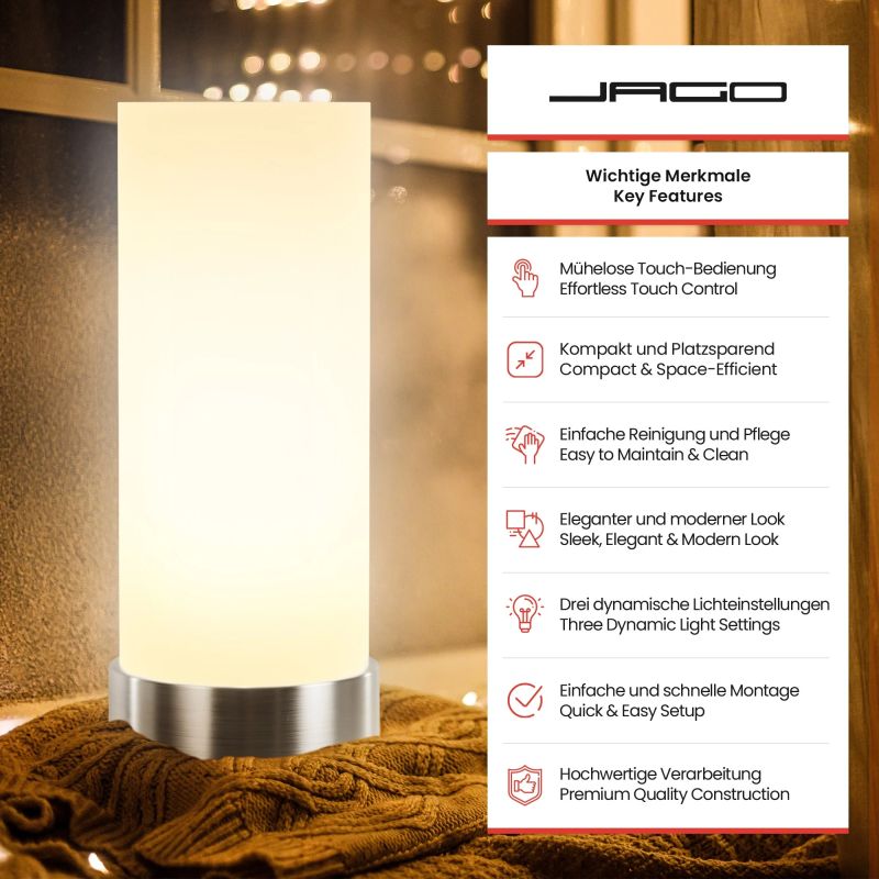 Nocenota prece - Galda lampa ar reostata pieskāriena funkciju - E14 / LED, regulējams (1gb)