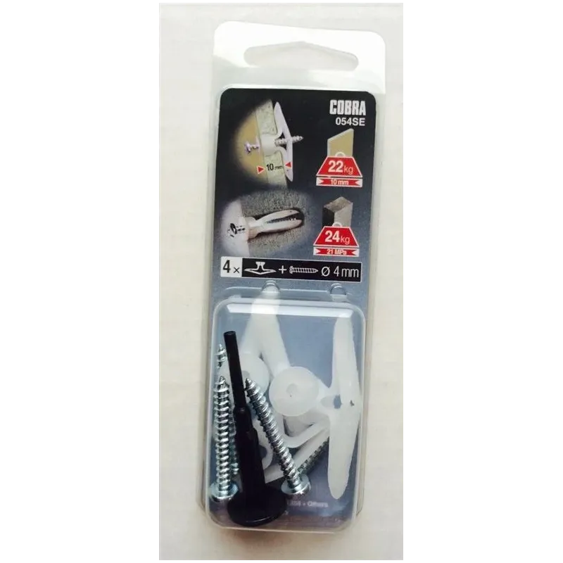 Dībelis Cobra, paredzēts gk plāksnēm, 7.4 mm x 28 mm, 4 gab.