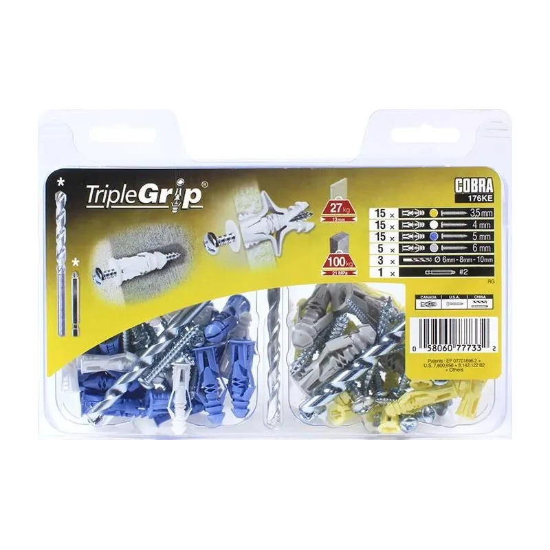 Dībelis Cobra, paredzēts gk plāksnēm-universāls, 6 mm x 39 mm, 50 gab.