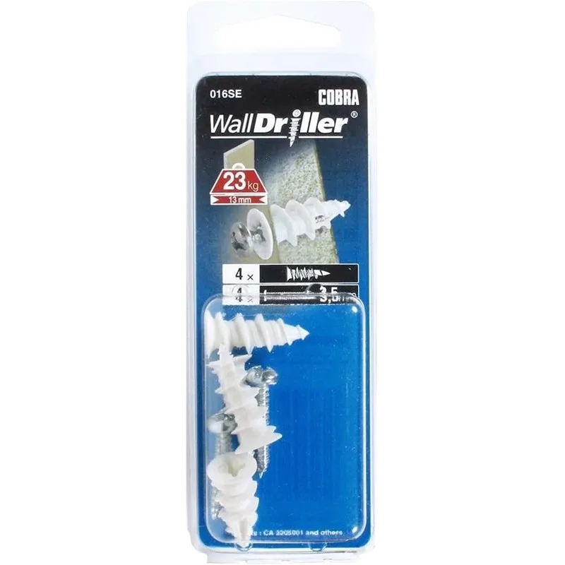 Kaļamie ieliktņi Cobra, paredzēts gk plāksnēm, 3.5 mm x 22 mm, 4 gab.