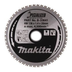 Griešanas disks metālam Makita, 136x1.4x20.0 mm, Z50, -15°