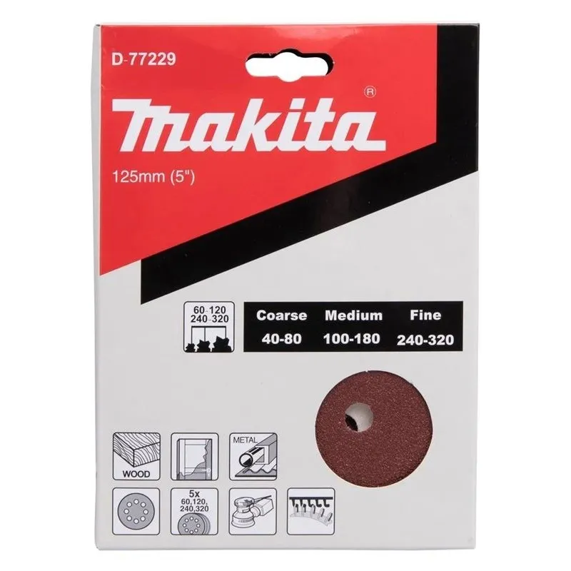 Lihvimisleht Makita D-77229, 60 - 320, 12.5 cm, 20 tk