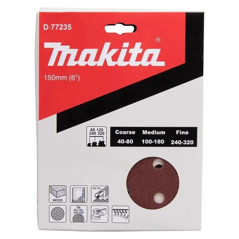 Slīpēšanas loksne Makita D-77235, 60 - 320, 15 cm, 20 gab.