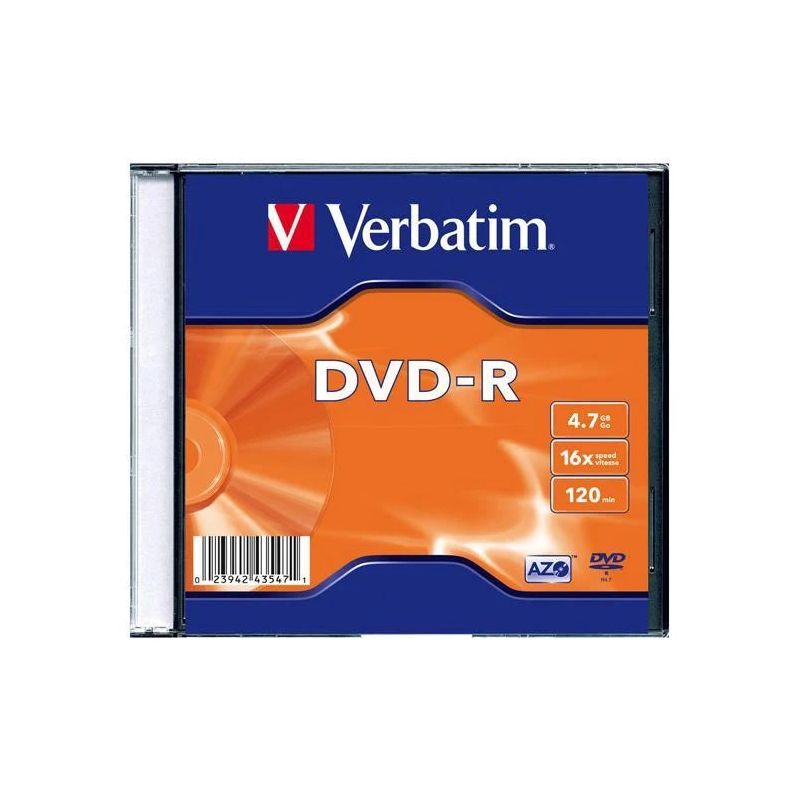 Disks dvd-r 4.7 gb 16x plānā kastītē ,verbatim,