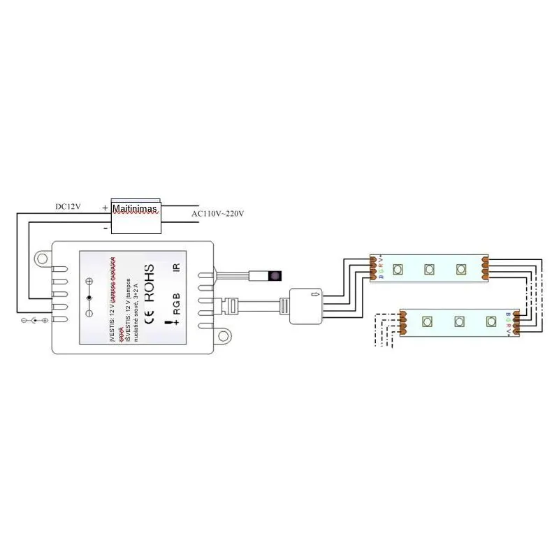 Led sloksnes kontrolieris IR-CONT-RGB, balta krās., IP20, 72 W
