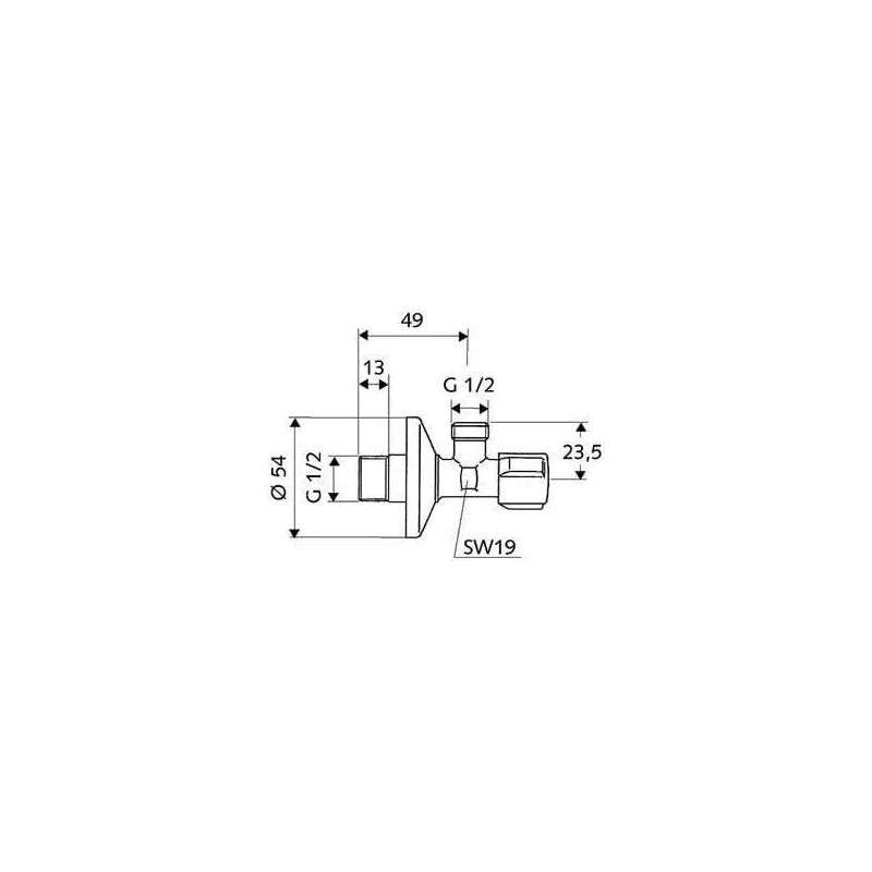 Ventilis Schell, stūra, ūdensvadam, 1-2 collas – ārējā vītne