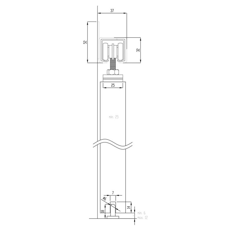 Komplekts Helaform 20506-K-075. bīdāmām iekšdurvīm. 2000 mm
