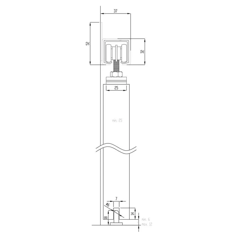 Sliežu komplekts Helaform 20506-K-075, bīdāmām iekšdurvīm, 200 cm