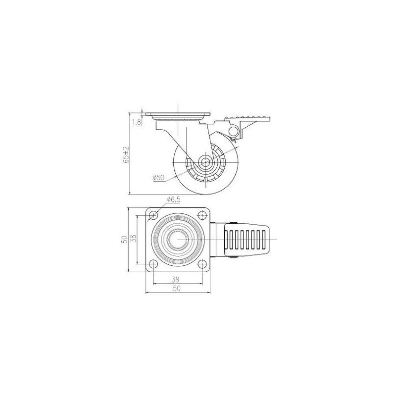 Ritenis mēbeļu 50mm ar bremzi 50kg