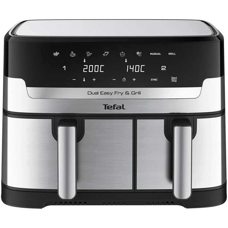 Аэрогриль Tefal Dual Easy Fry & Grill Ey905d, серебристый, 2700 Вт, 8.3 л
