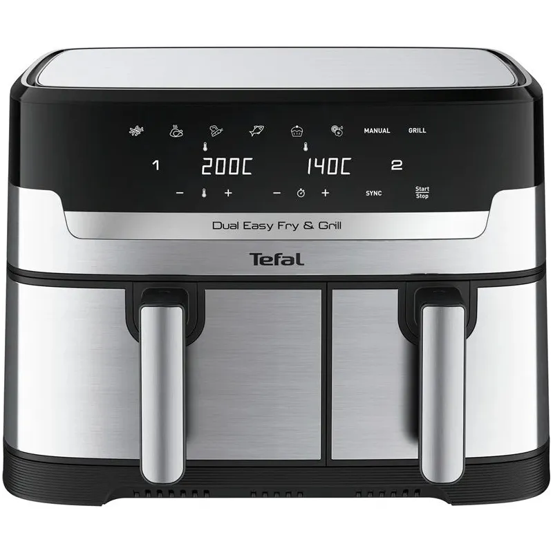 Aerogrils Tefal Dual Easy Fry & Grill Ey905d, sudraba, 2700 W, 8.3 l