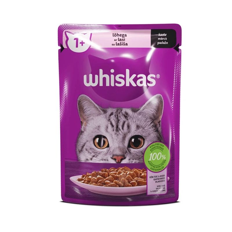 Mitrā kaķu barība Whiskas Salmon. 0.085 kg