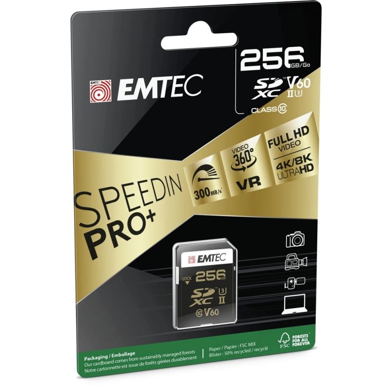Emtec SDXC 256GB UHS-II V60 SpeedIN Pro+