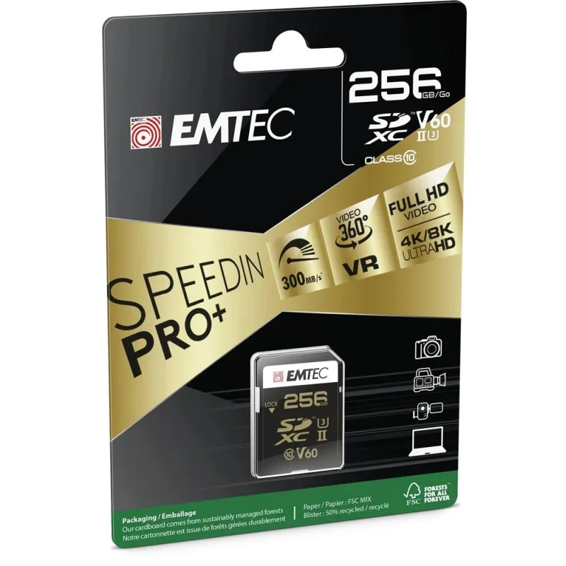 Emtec SDXC 256GB UHS-II V60 SpeedIN Pro+