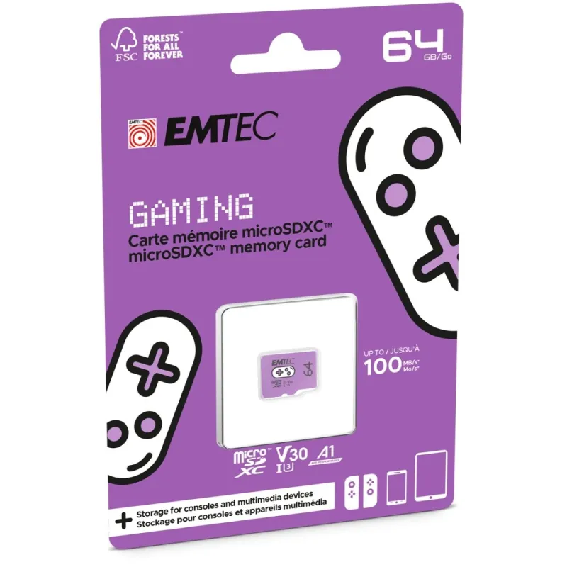 Emtec MicroSDXC 64GB UHS-I U3 V30 A1 Gaming Purple
