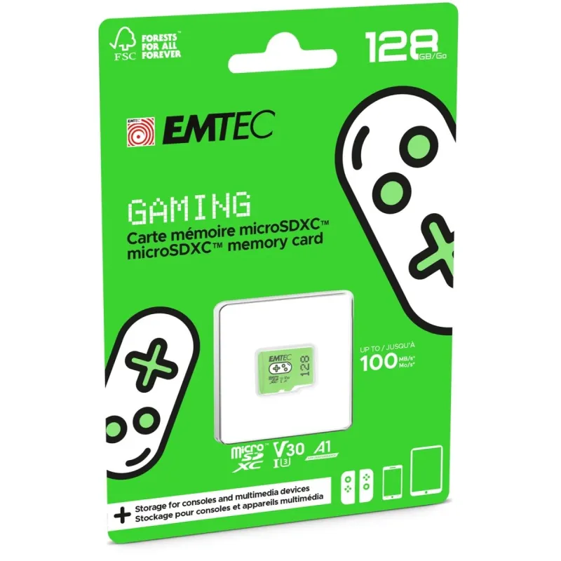 Emtec MicroSDXC 128GB UHSI U3 V30 A1 Gaming Green