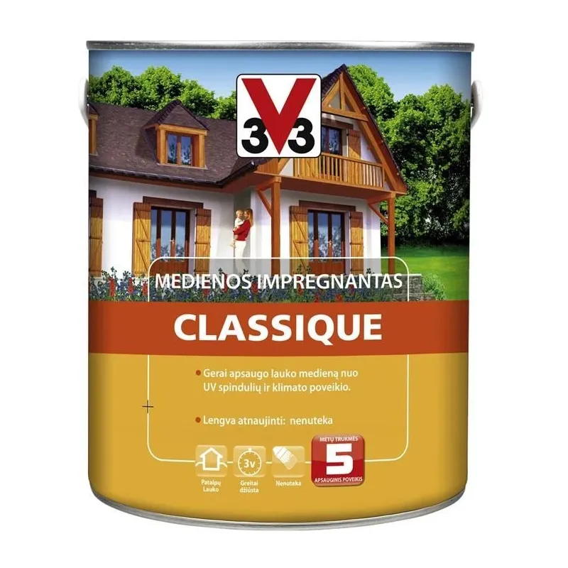 Koksnes impregnants V33 Classique, dzeltenīga krās.-gaiša ozola krās., 0.75 l