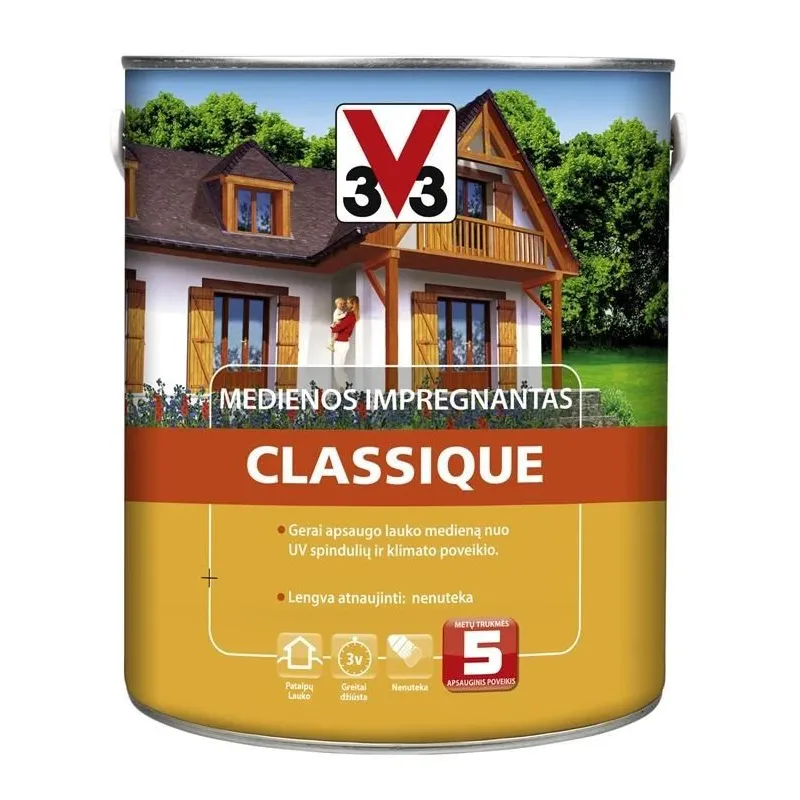Koksnes impregnants V33 Classique, sarkanbrūna krās.-tīkkoks krās., 0.75 l