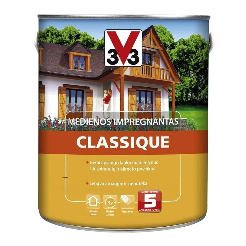 Koksnes impregnants V33 Classique, priedes krās.-skandināvu priede, 2.5 l