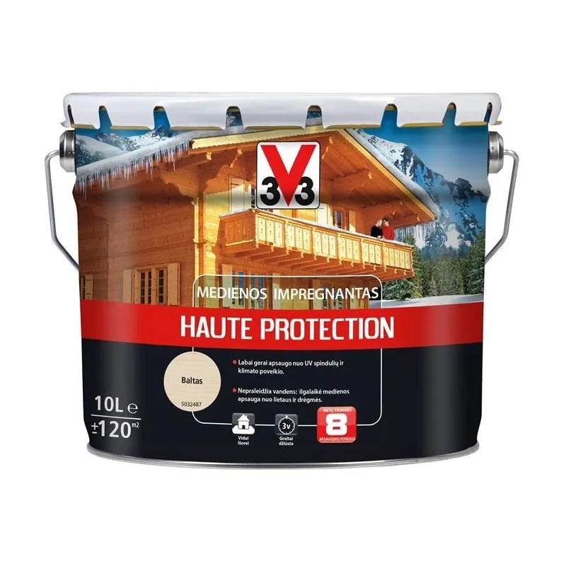 Koksnes impregnants V33 Haute Protection, balta krās., 10 l