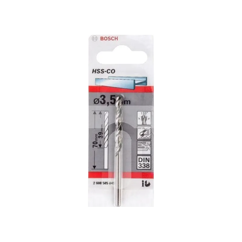 Grąžtas Bosch, metalas, hss-co, tiesus, 3.5 mm x 7 cm