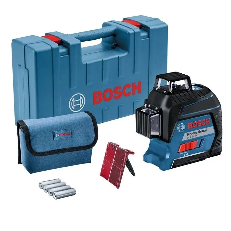 Nivelieris Bosch GLL 3-80 0601063S00, 360 °, sarkana