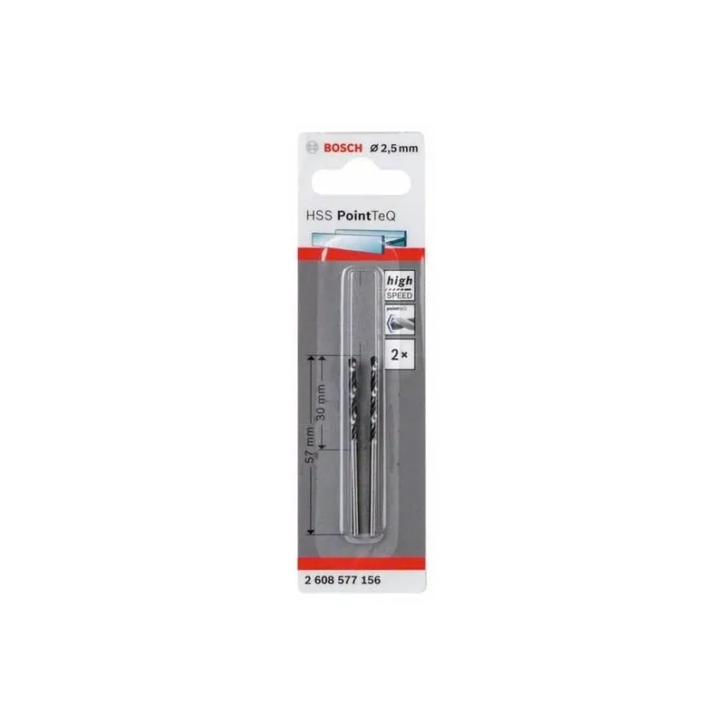 Urbju komplekts Bosch, metāla, hss-r, taisne, 2.5 mm x 5.7 cm
