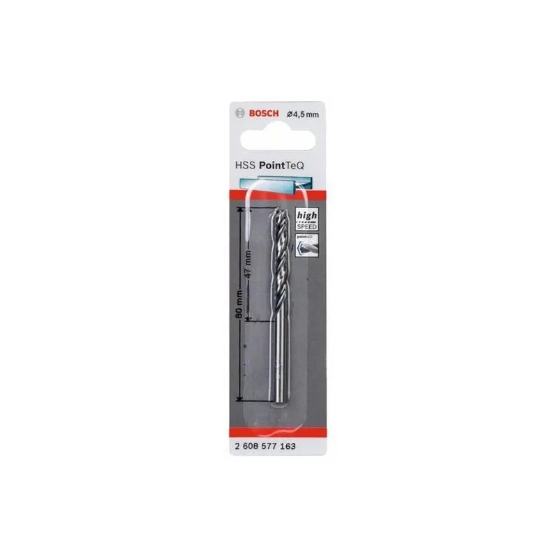 Сверло Bosch, металл, hss-r, прямой, 4.5 мм x 8 см