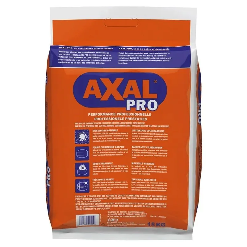 Ūdens mīkstināšanas sāls, tabletes Axal Pro, 15 kg
