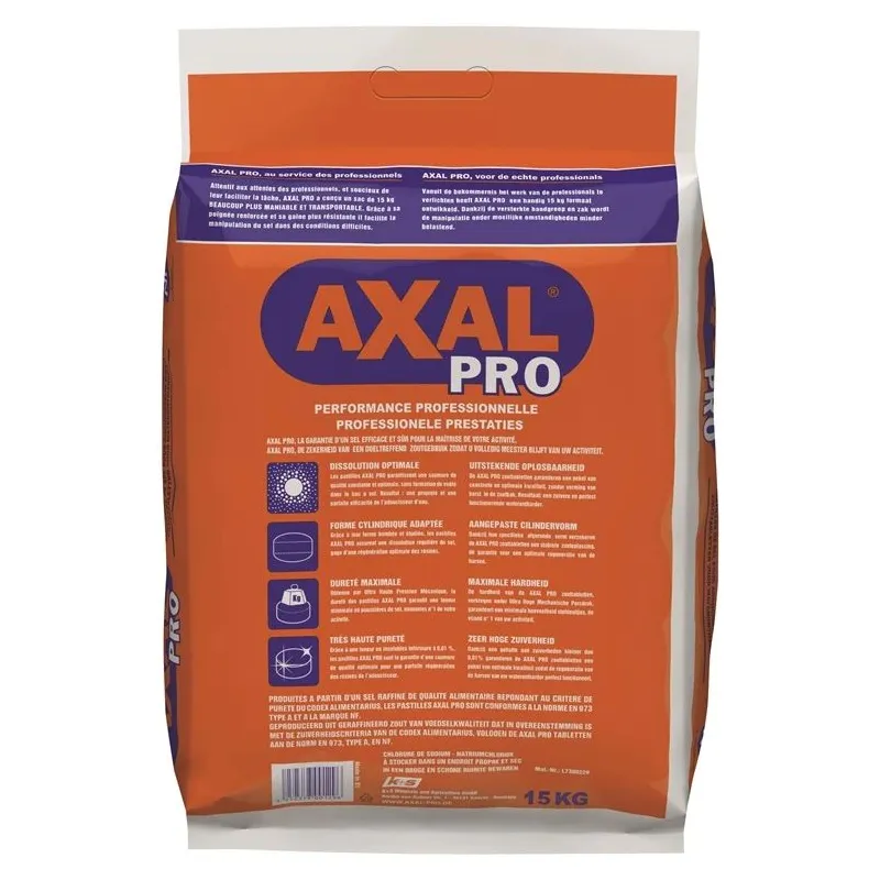 Ūdens mīkstināšanas sāls, tabletes Axal Pro, 15 kg
