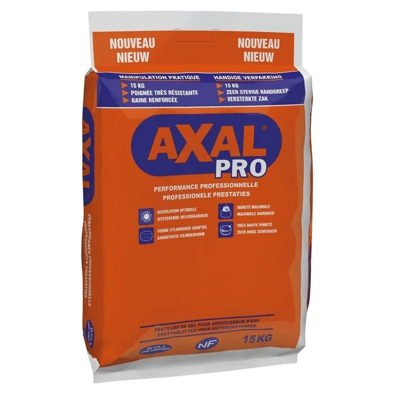 Ūdens mīkstināšanas sāls, tabletes Axal Pro, 15 kg