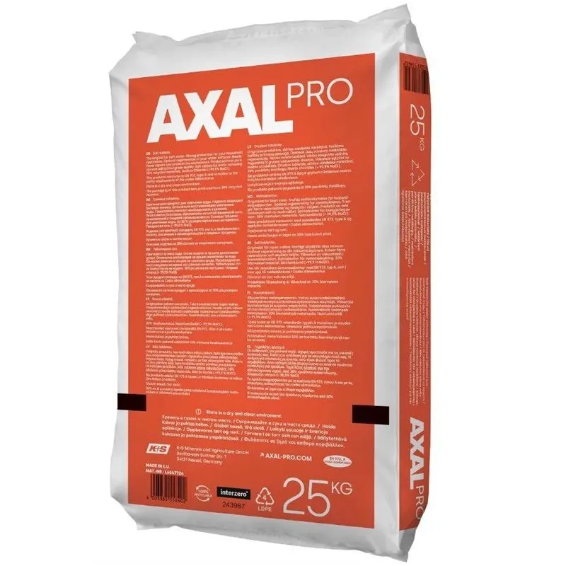 Ūdens mīkstināšanas sāls, tabletes Axal Pro, 25 kg