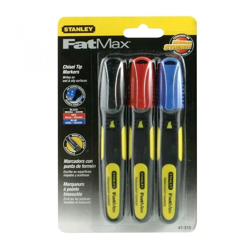 Marķieris Stanley 0-47-315, 12 cm, zila krās.-melna krās.-sarkana krās., 3 gab.