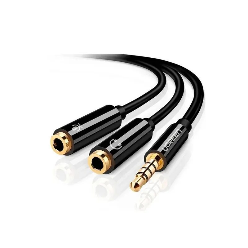 Adapteris Ugreen 3.5 mm - 2 x 3.5 mm 3.5mm Vīrietis, 2x3.5mm Sieviete, 0.2 m, melna krās.