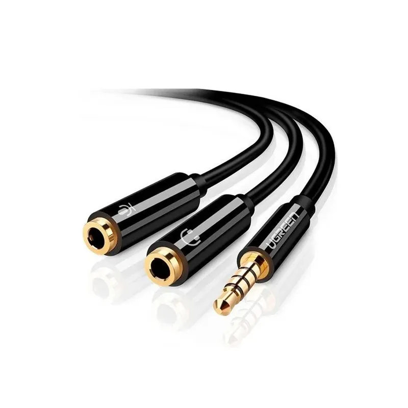 Adapteris Ugreen 3.5 mm - 2 x 3.5 mm 3.5mm Vīrietis, 2x3.5mm Sieviete, 0.2 m, melna krās.