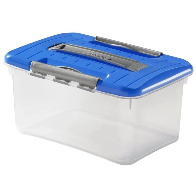 Daiktadėžė su dangčiu, daiktų saugojimo Curver 169055, 15 l, skaidri sp.-mėlyna sp., 37.4 x 28 x 21 cm