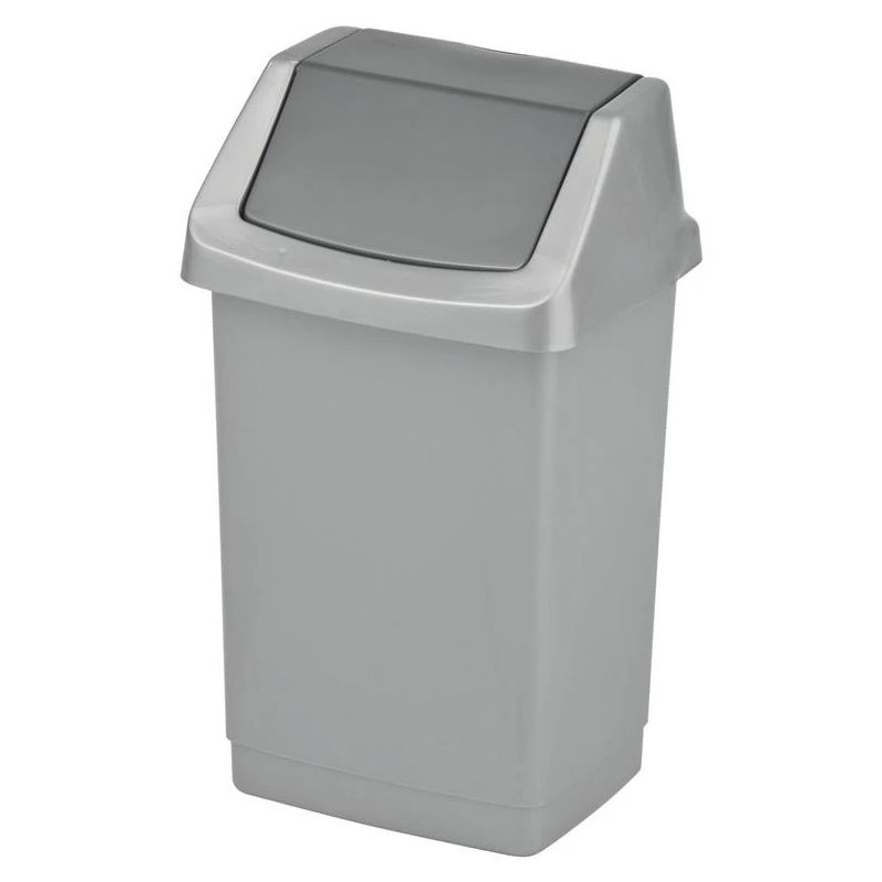 Atkritumu tvertne Curver, sudraba-pelēka, 9 l, 189 x 189 x 381 mm