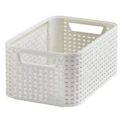 Curver Style uzglabāšanas grozs S, rotangpīšanas efekts, krēmkrāsa, 6 L ,28,5×19,4×13 cm,