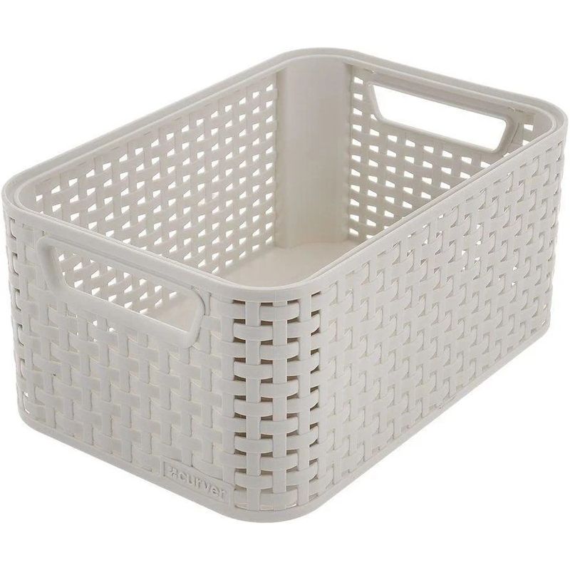 Curver Style uzglabāšanas grozs S, rotangpīšanas efekts, krēmkrāsa, 6 L ,28,5×19,4×13 cm,