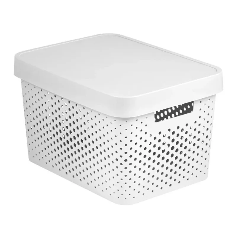Uzglabāšanas kaste ar vāku, paredzēts uzglabāšanai Curver Infinity Dots, 17 l, balta krās., 35.8 x 26.8 x 22 cm