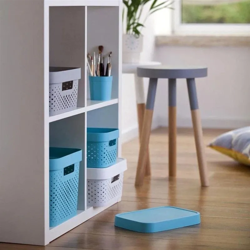 Uzglabāšanas kaste ar vāku, paredzēts uzglabāšanai-rotaļlietām Curver Infinity Dots, 17 l, pelēka krās., 35.8 x 26.8 x 22 cm